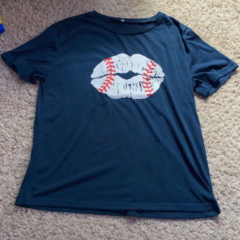 Womens Navy Blue Baseball T-shirt